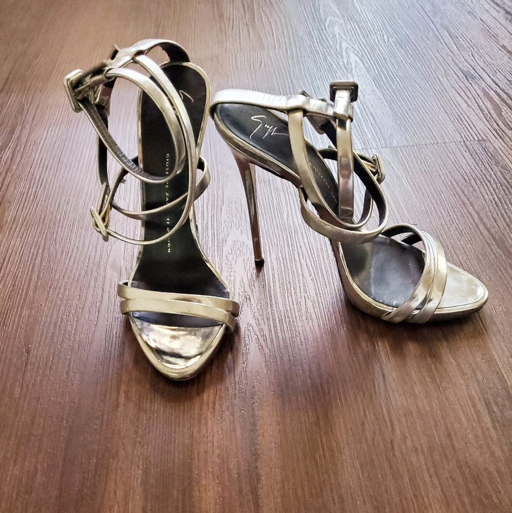 Giuseppe Zanotti Silver Metallic High Heels